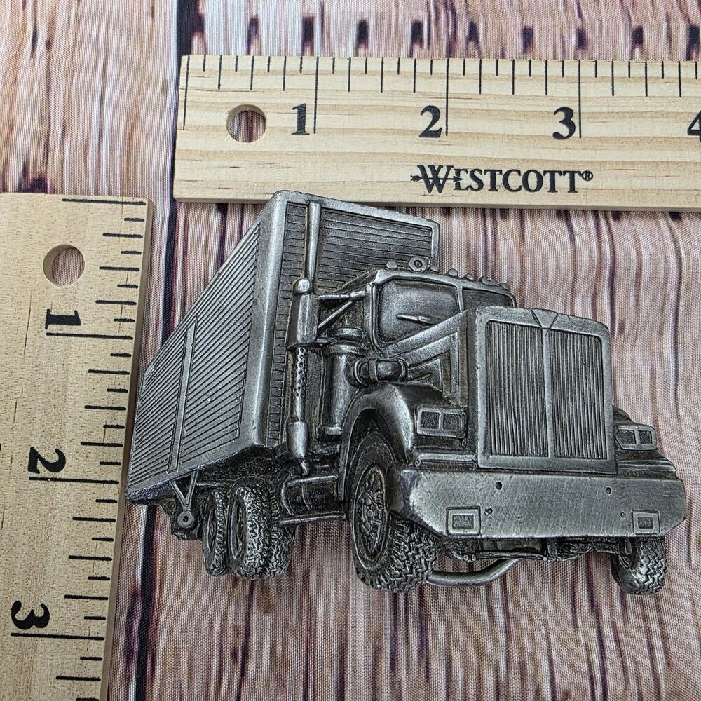 Vintage 1978 Indiana Metal Craft Truck Belt Buckle Semi Tractor Pewter USA - Picture 8 of 10